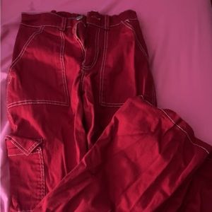 Bright red straight leg crago pants
